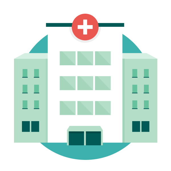 Hospital icon with teal background